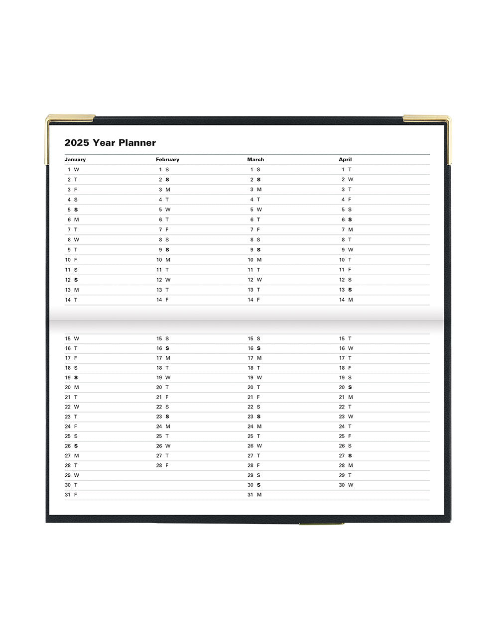 Classic Slim Landscape Week to View Planner with Appointments and Planners 2025 - English 25-C32SBK#color_black