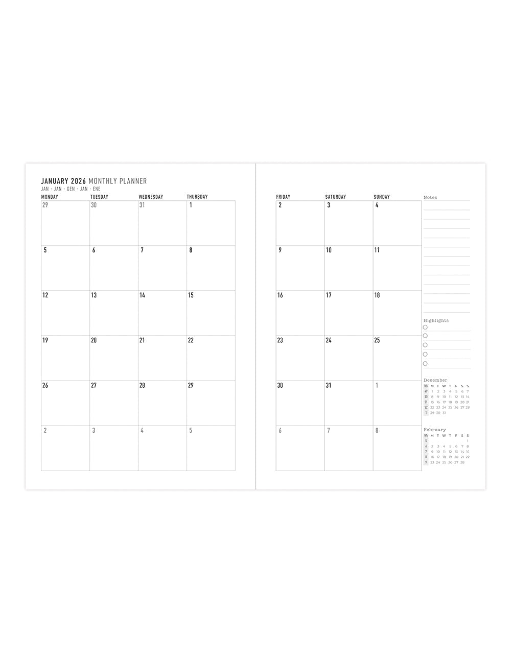 Letts of London Milano A5 Week to View Planner 2026 - Multilanguage Chocolate 26-081170 #color_chocolate