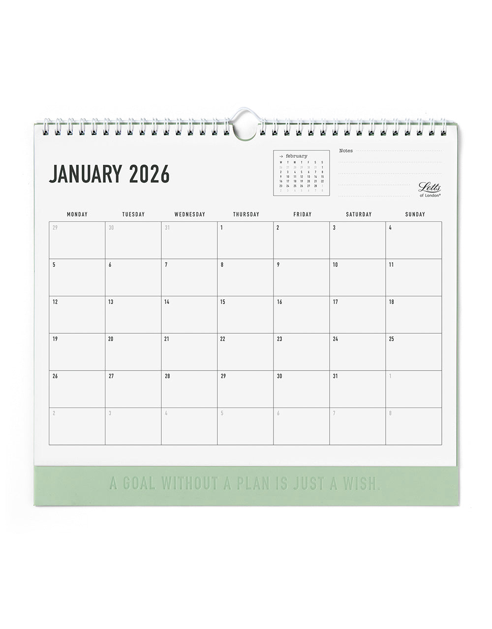Letts of London Conscious 2026 Wall Calendar Sage 26-082347 #color_sage