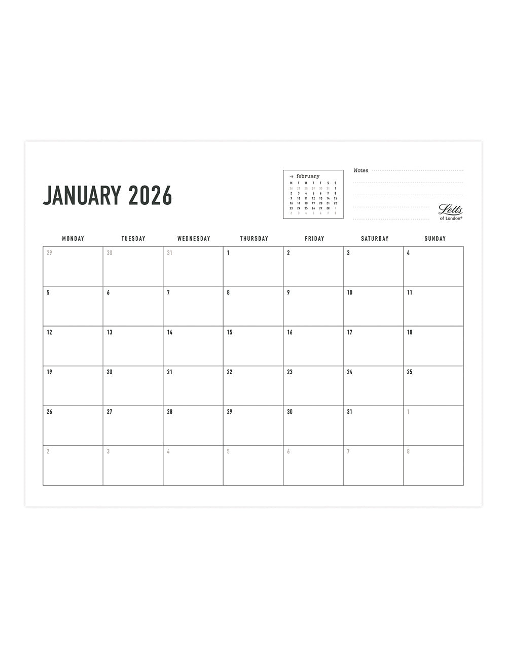 Letts of London Conscious 2026 Wall Calendar Sage 26-082347 #color_sage