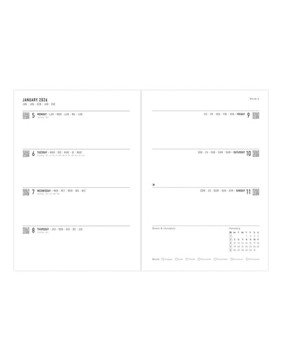 Letts of London Inspire A5 Week to View Planner 2026 - Multilanguage Navy 26-082484 #color_navy