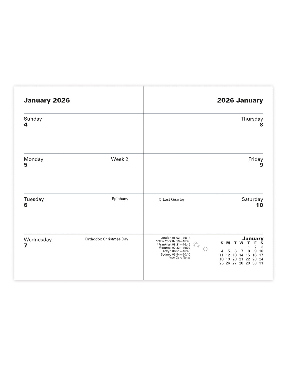 Letts of London Classic Mini Pocket Week to View Planner 2026 - Sunday Start - English Black 26-C32EBK #color_black