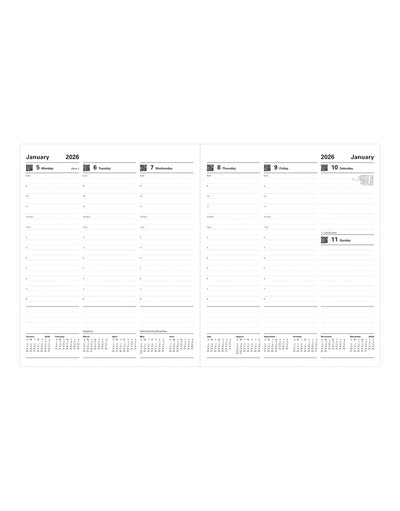 Letts of London Classic Quarto Vertical Week to View Planner with Appointments 2026 - English Black 26-C32YIBK #color_black