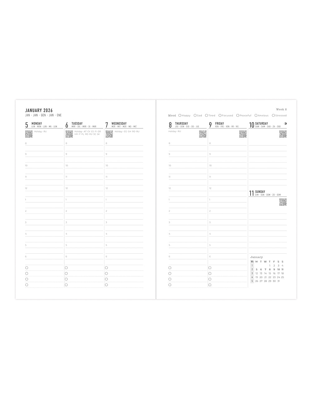 Letts Milano A5 Vertical Week to View Planner with Appointments 2026 - Multilanguage 26-CT03XURD #color_red
