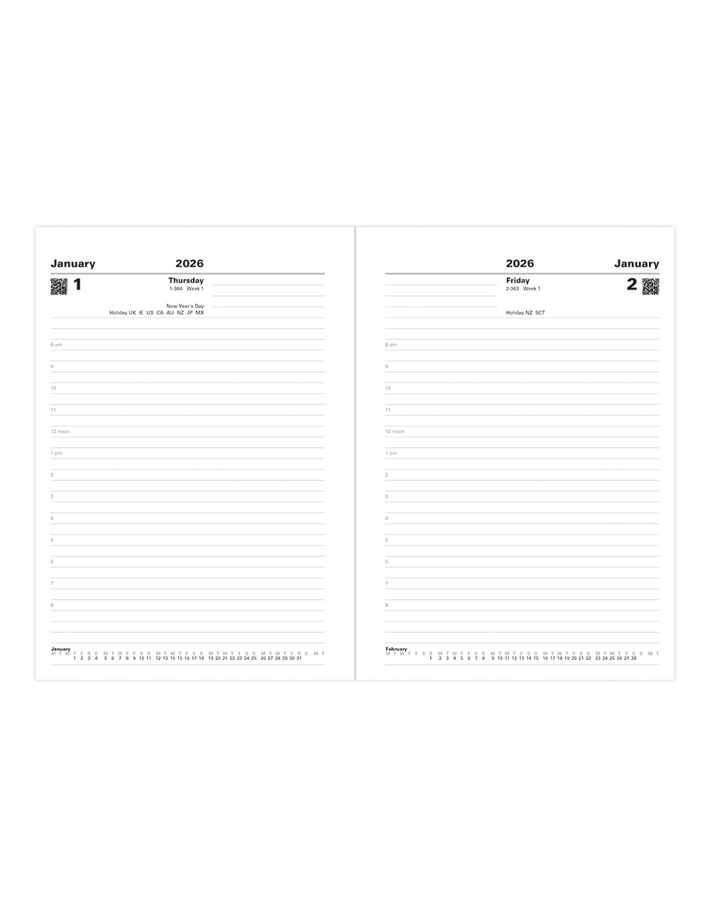 Letts of London Standard A5 Day to a Page Planner 2026 - English 26-C10XBK #color_black