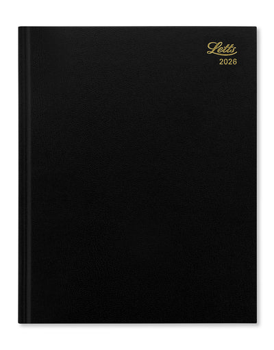 Letts of London Standard Quarto Day to a Page Planner 2026 - English Black 26-C10YBK #color_black