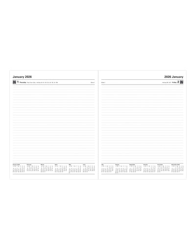 Letts of London Standard Quarto Day to a Page Planner 2026 - English Black 26-C10YBK #color_black