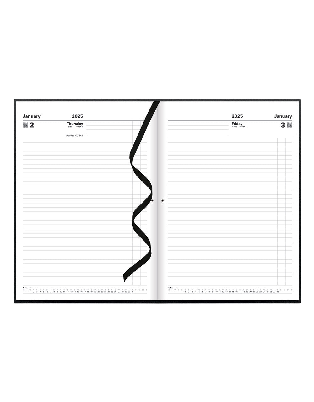 Standard A4 Day to a Page Planner 2025 - English 25-C10ZBK#color_black