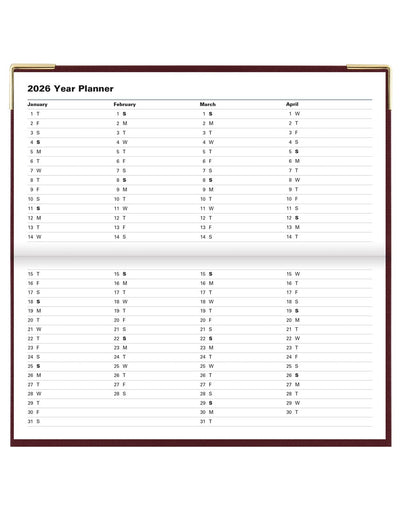Letts Classic Slim Landscape Week to View Planner with Appointments and Planners 2026 - English 26-C32SBY #color_burgundy
