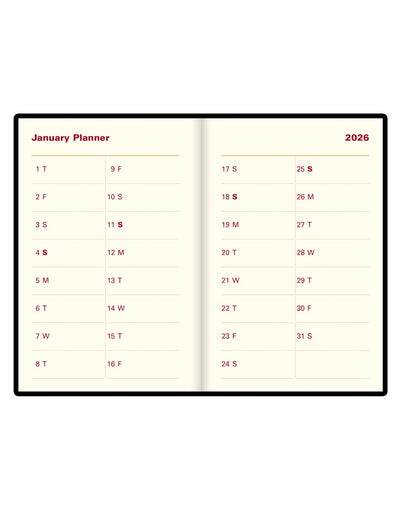 Letts of London Belgravia Mini Pocket Week to View Leather Diary with Planners 2026 - English 26-C33EBK #color_black