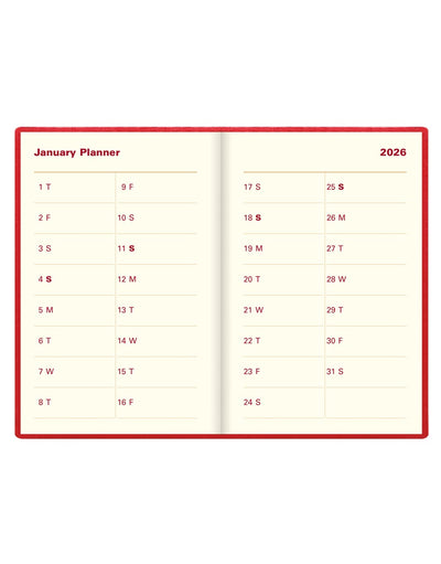 Letts of London Belgravia Mini Pocket Week to View Leather Diary with Planners 2026 - English 26-C33ERD #color_red