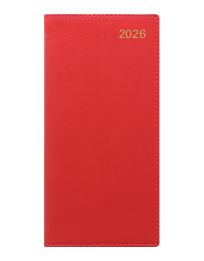 Letts of London Belgravia Slim Landscape Week to View Leather Diary with Appointments and Planners 2026 - English  26-C33SRD #color_red