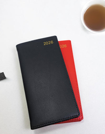 Letts of London Belgravia Slim Landscape Week to View Leather Diary with Appointments and Planners 2026 - English  26-C33SRD #color_red