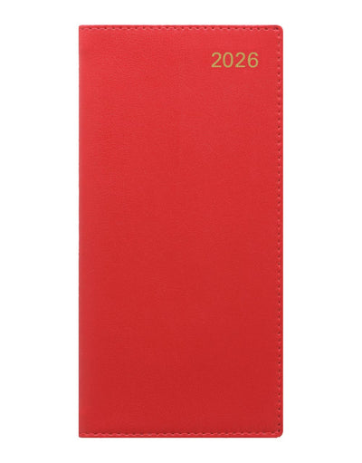 Letts of London Belgravia Slim Week to View Leather Diary with Planners 2026 - English 26-C33SURD #color_red