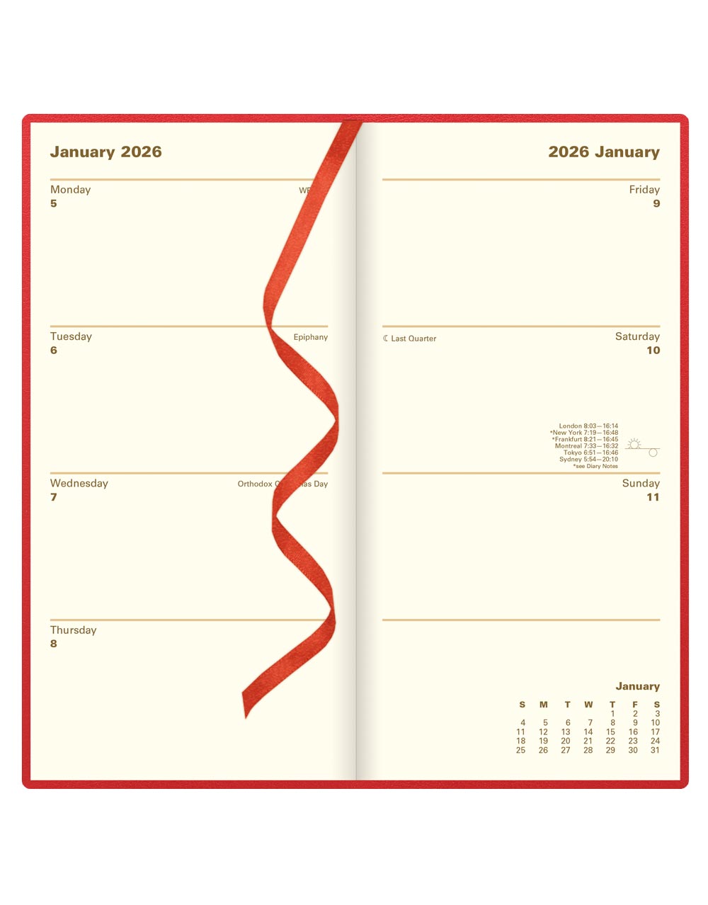 Letts of London Belgravia Slim Week to View Leather Diary with Planners 2026 - English 26-C33SURD #color_red