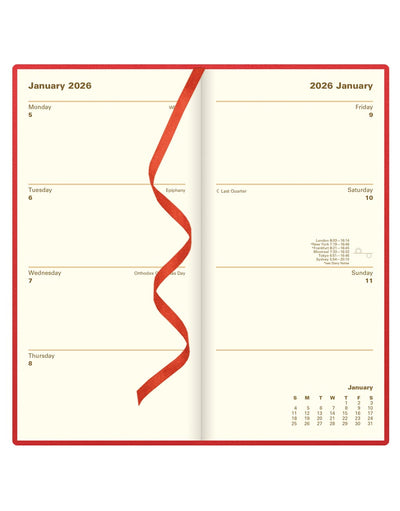 Letts of London Belgravia Slim Week to View Leather Diary with Planners 2026 - English 26-C33SURD #color_red