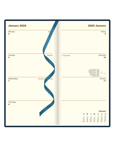 Letts of London Signature Slim Week to View Leather Diary with Planners 2026 - English 26-C38SUBE #color_blue