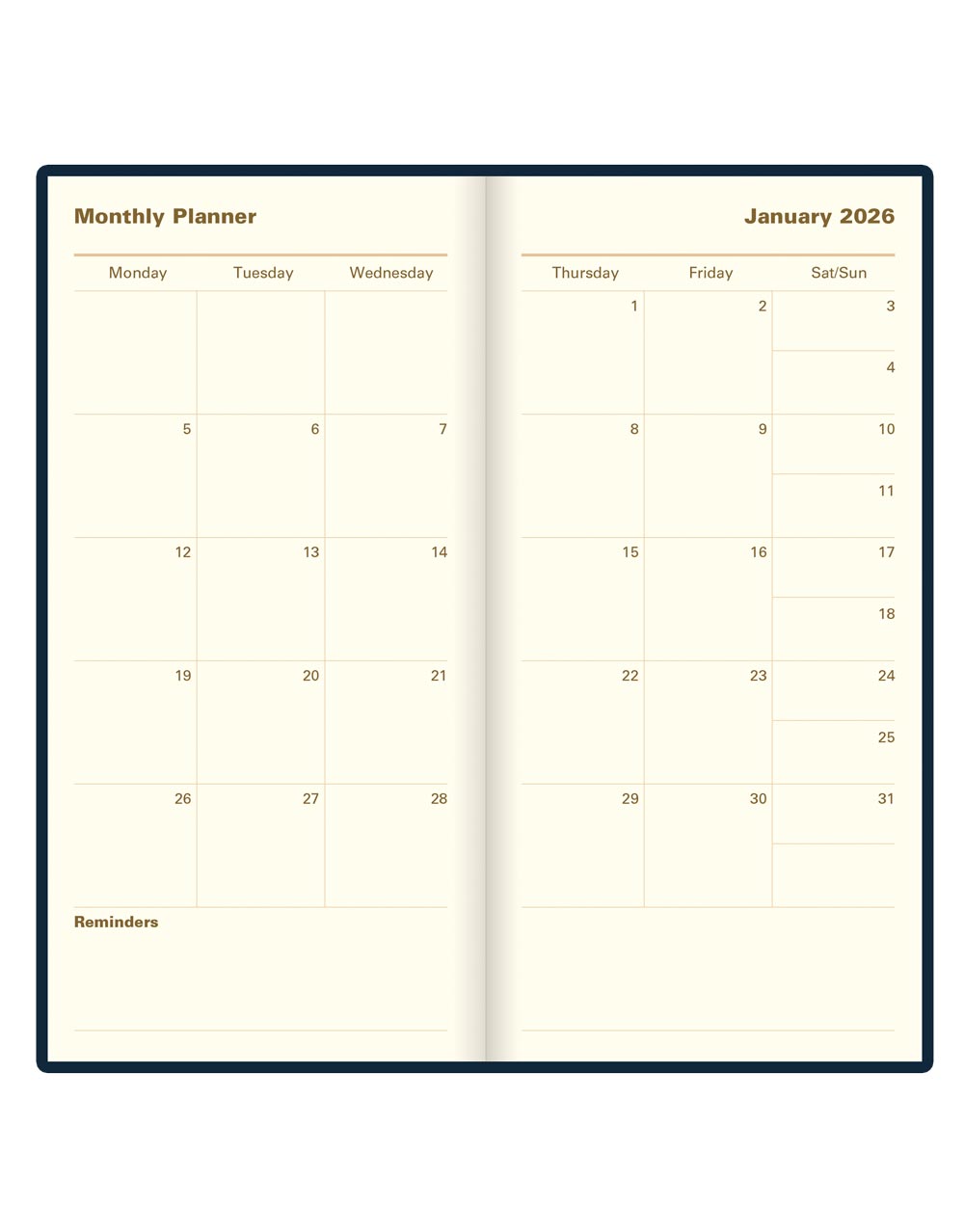 Letts of London Signature Slim Week to View Leather Diary with Planners 2026 - English 26-C38SUBE #color_blue