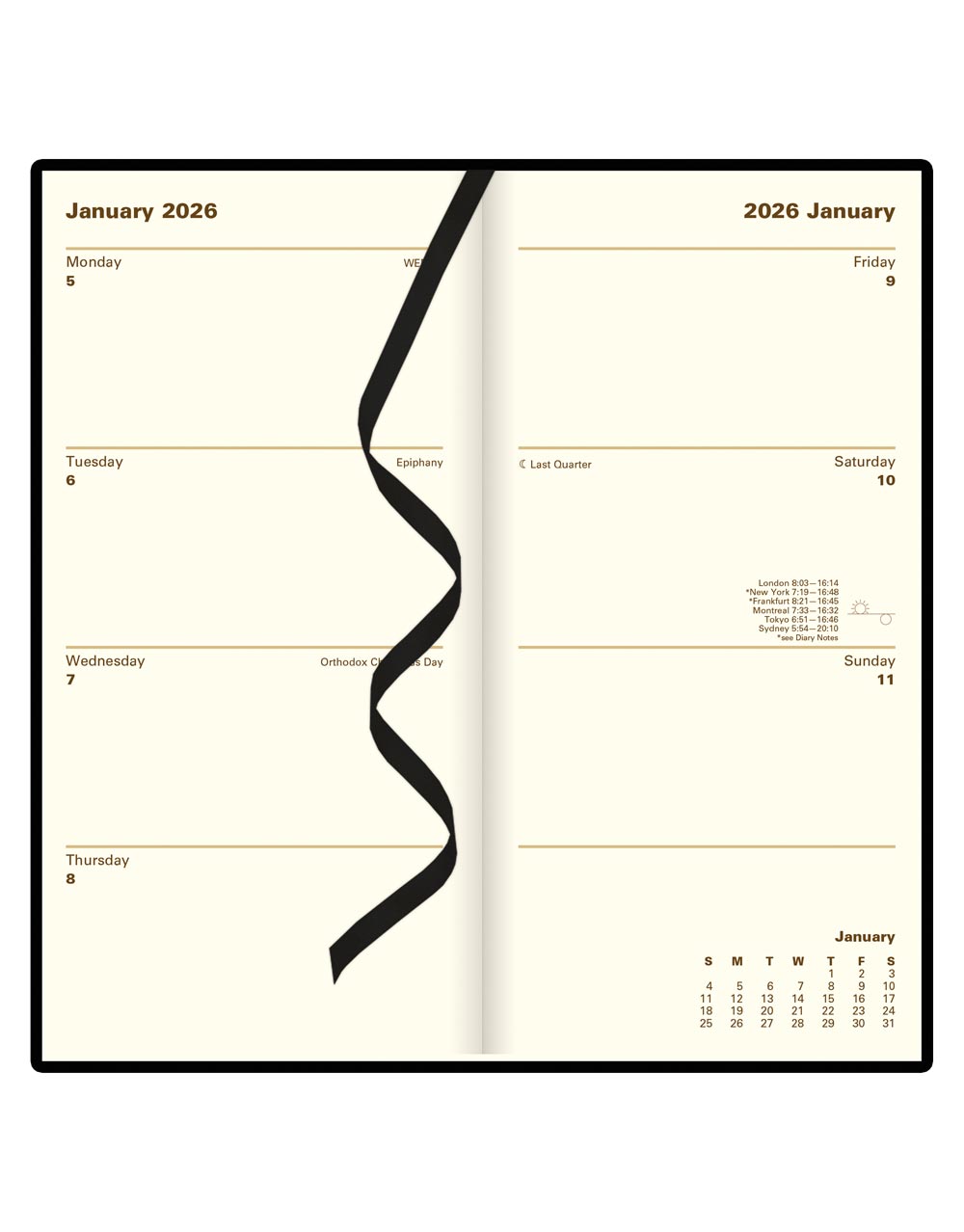 Letts of London Signature Slim Week to View Leather Diary with Planners 2026 - English 26-C38SUBK #color_black