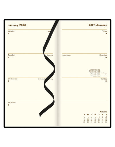 Letts of London Signature Slim Week to View Leather Diary with Planners 2026 - English 26-C38SUBK #color_black