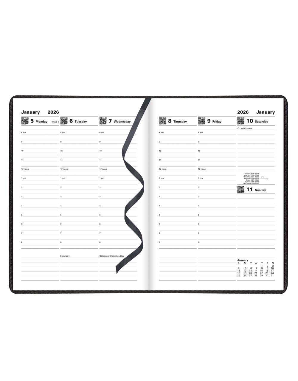 Letts Milano A5 Vertical Week to View Planner with Appointments 2026 - English 26-CT03XUBK #color_black