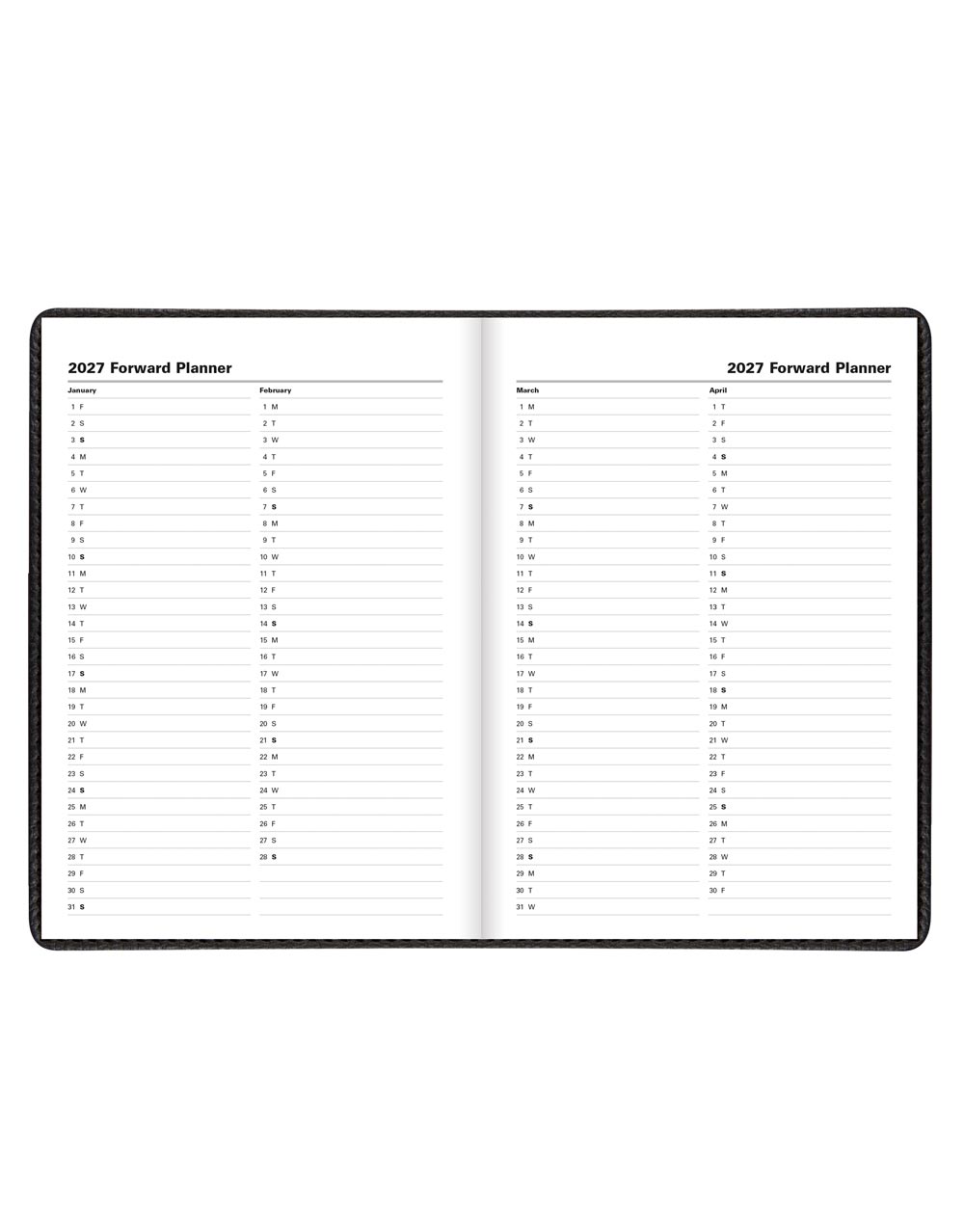 Letts Milano A5 Vertical Week to View Planner with Appointments 2026 - English 26-CT03XUBK #color_black