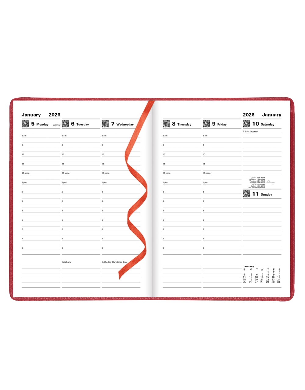 Letts Milano A5 Vertical Week to View Planner with Appointments 2026 - English 26-CT03XURD #color_red