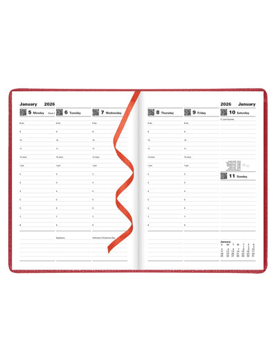 Letts Milano A5 Vertical Week to View Planner with Appointments 2026 - English 26-CT03XURD #color_red