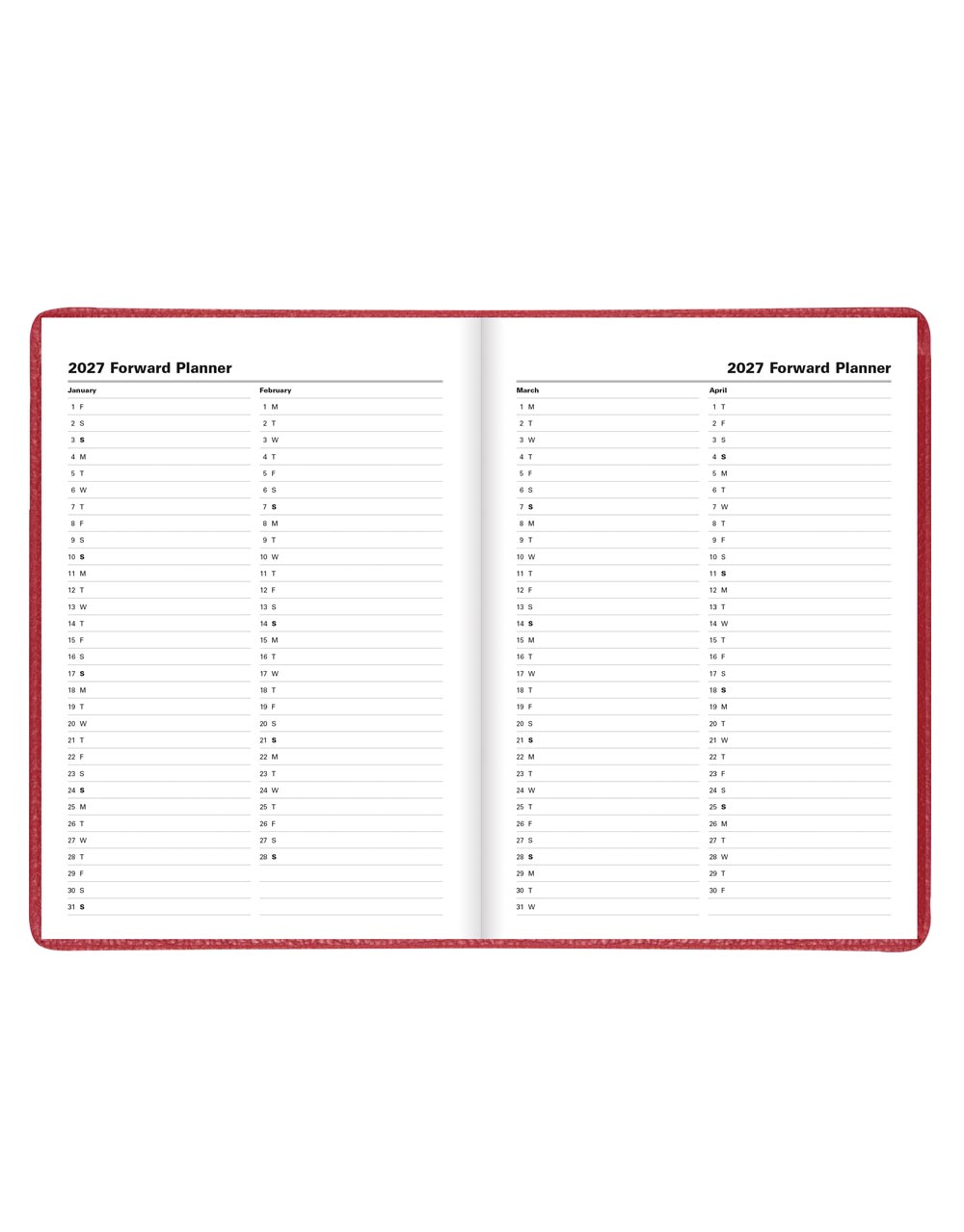 Letts Milano A5 Vertical Week to View Planner with Appointments 2026 - English 26-CT03XURD #color_red