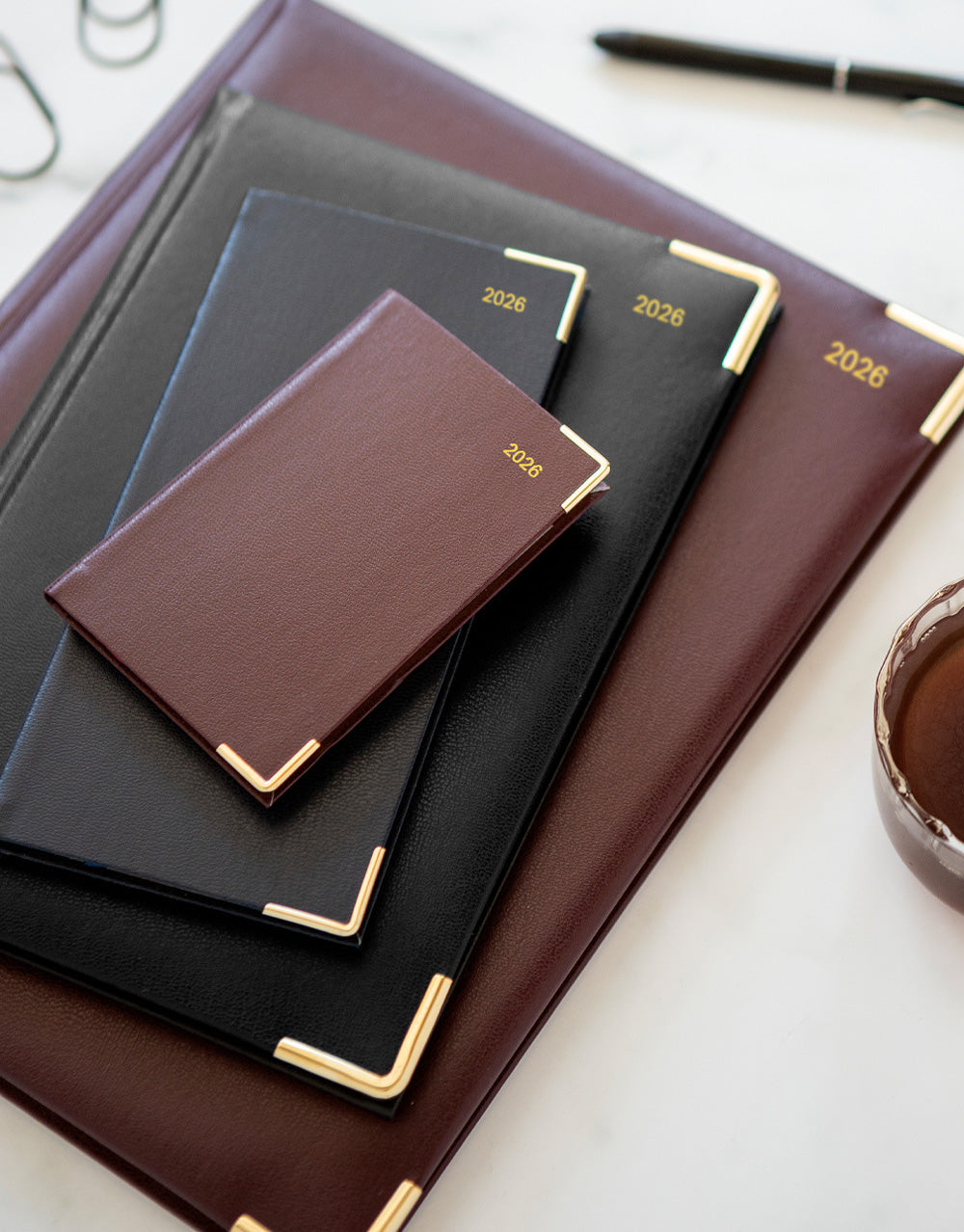 Letts Of London 2023 Classic Weekly Diary - Quarto Size, Week-to-View, Black With Gold Corners