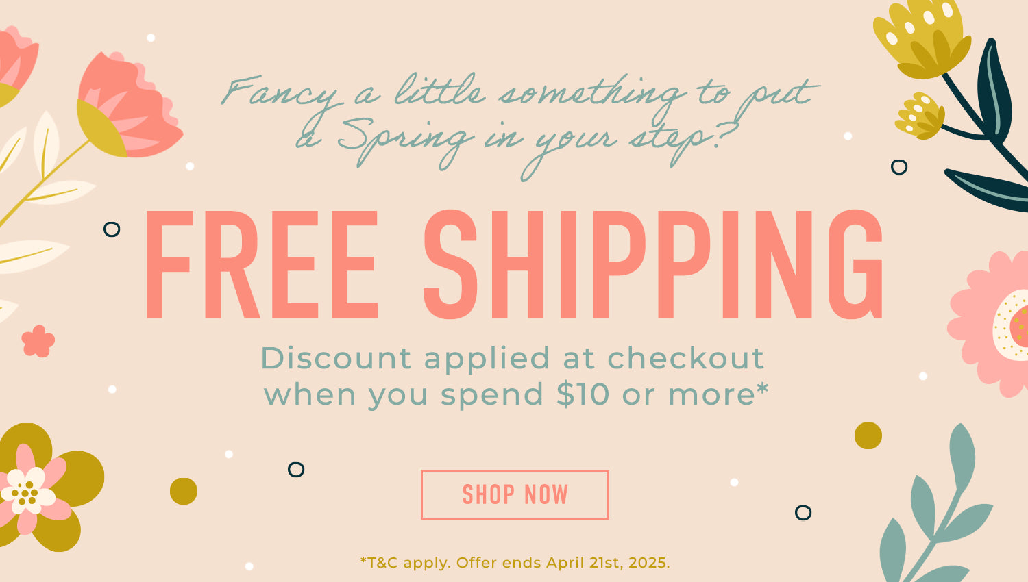 Free Shipping when you spend $10 or more! Discount applied at checkout.