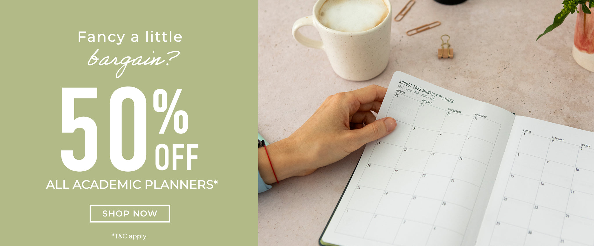 50% Off All Academic Planners