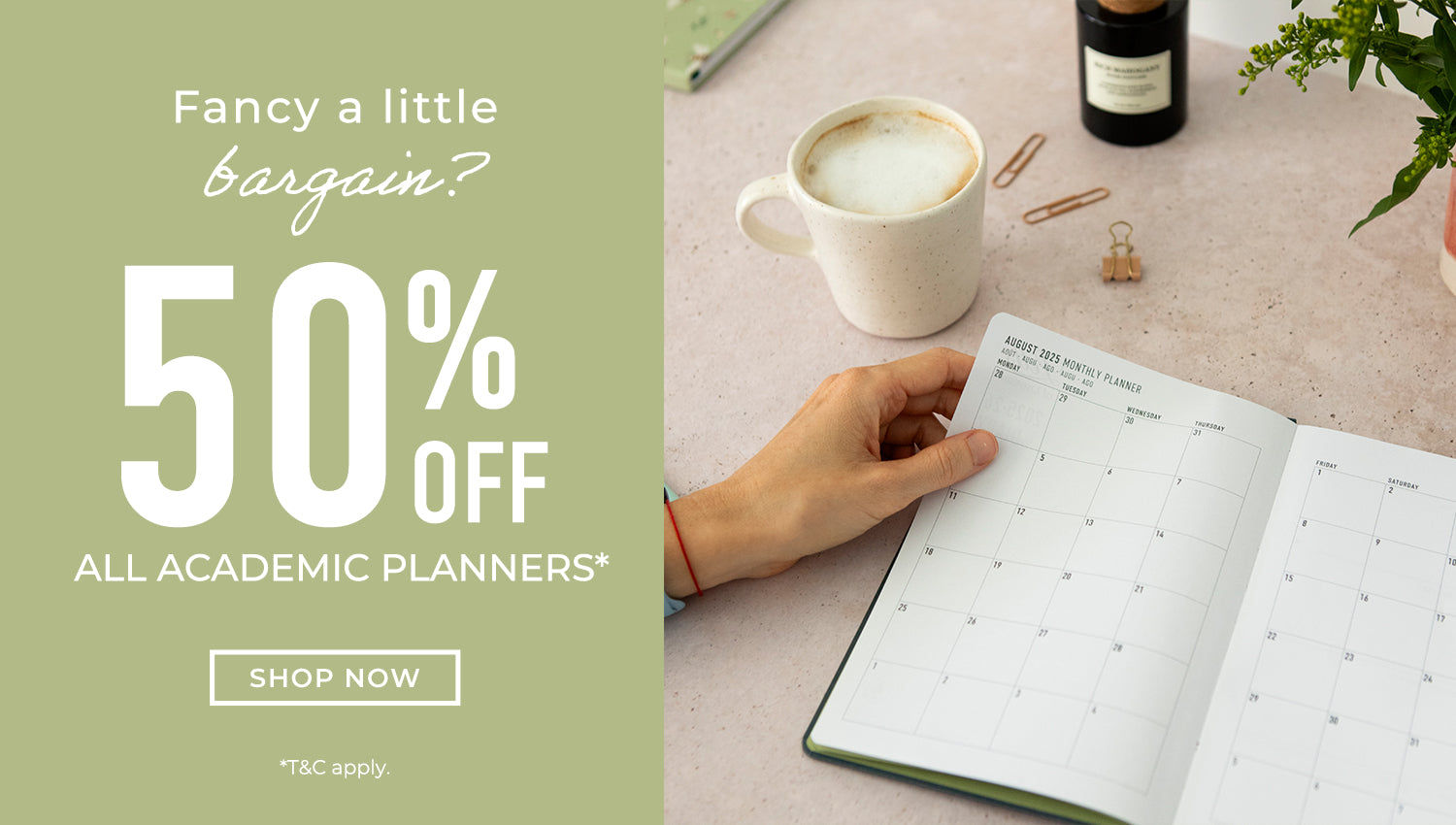 50% Off All Academic Planners