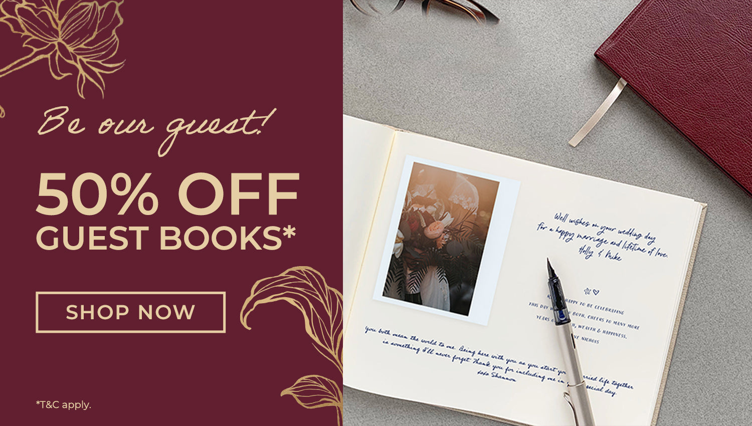 50% Off Guest Books.