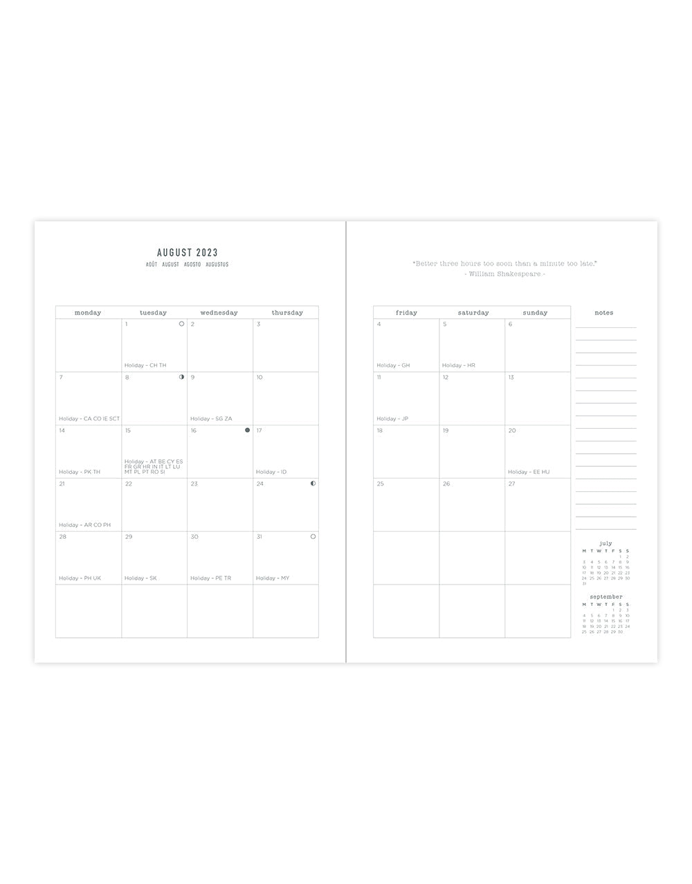 Dots A5 Week to View Planner 2023-2024 - Multilanguage - Ice Blue - Letts of London#color_ice-blue