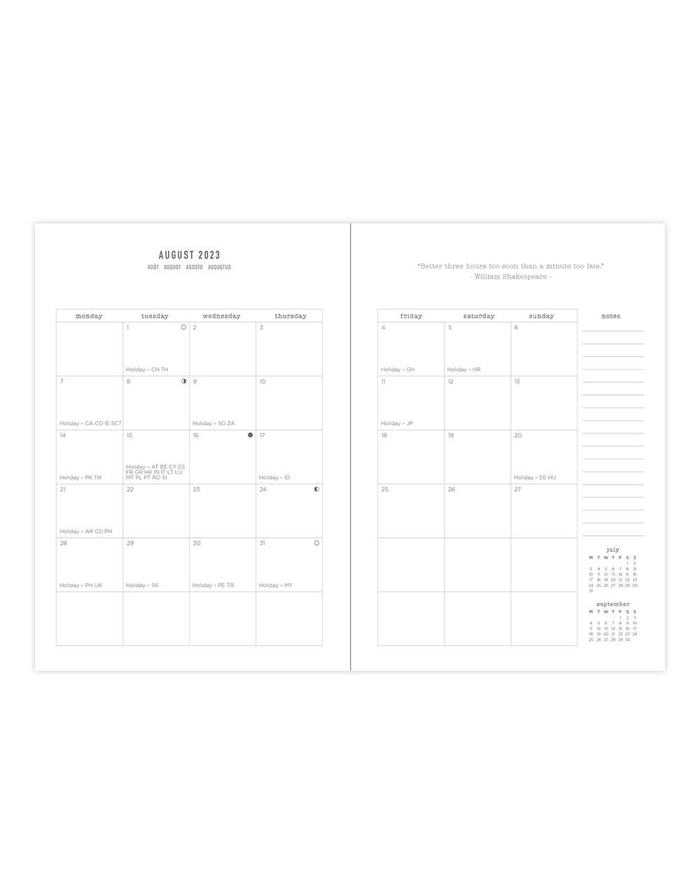 Conscious A6 Day to a Page Planner with Appointments 2023-2024 - Multilanguage - Rosewater - Letts of London#color_rosewater