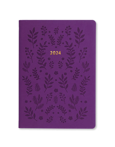 Woodland A5 Week to View Diary 2024 - Multilanguage#color_purple