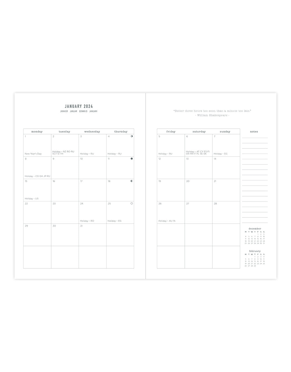Joy A5 Week to View Diary 2024 - Multilanguage#color_teal
